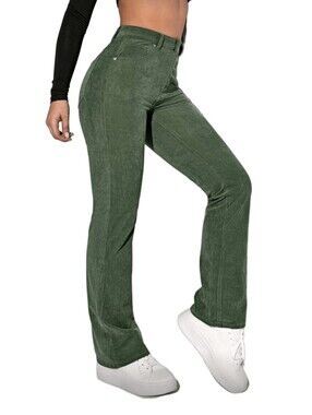 SHEIN High-Rise Corduroy Bootcut Pants
